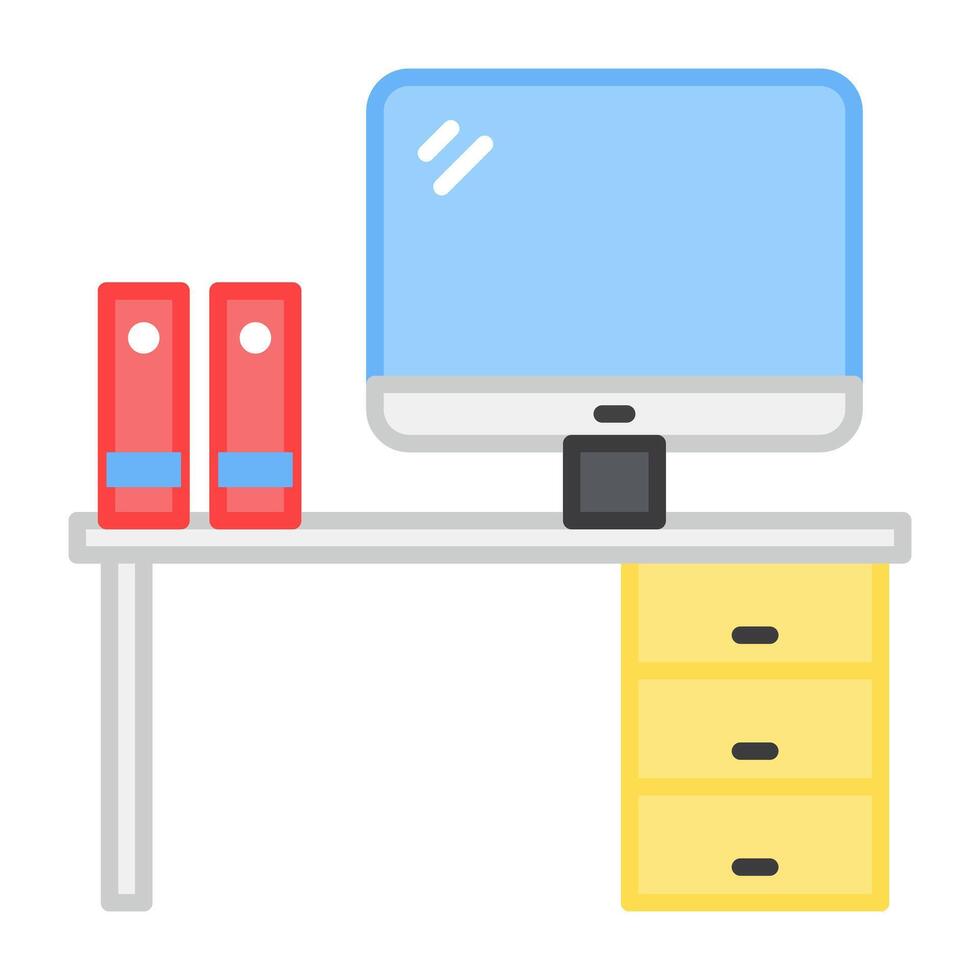 A flat design, icon of office table vector
