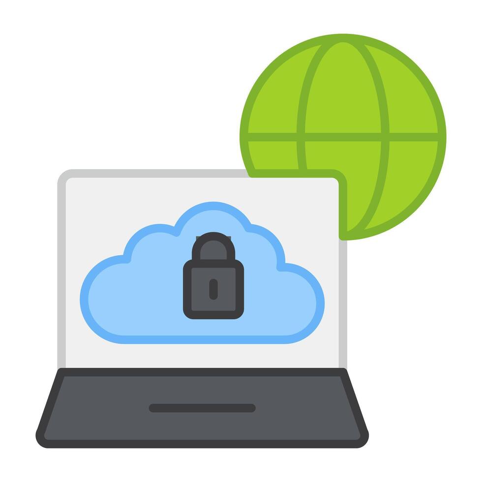 A flat design, icon of secure connected device vector