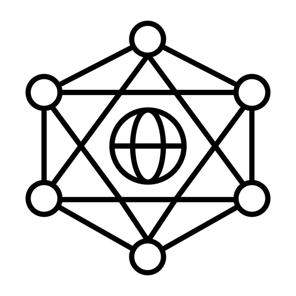 Globe with mesh network, icon of global network vector
