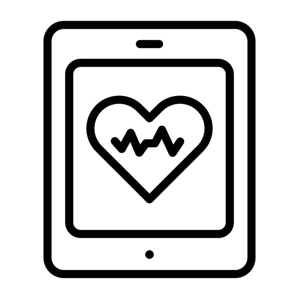 Heart inside smartphone medical app icon vector