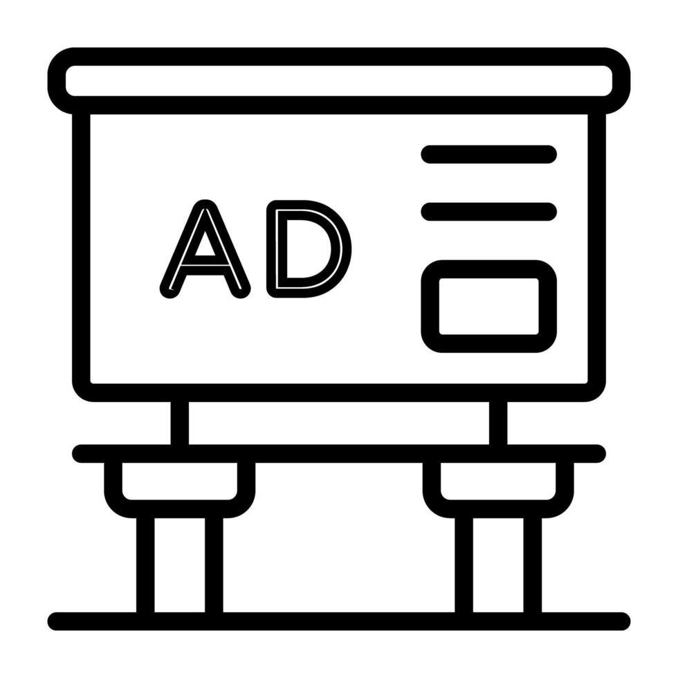 Linear design vector of ad board icon