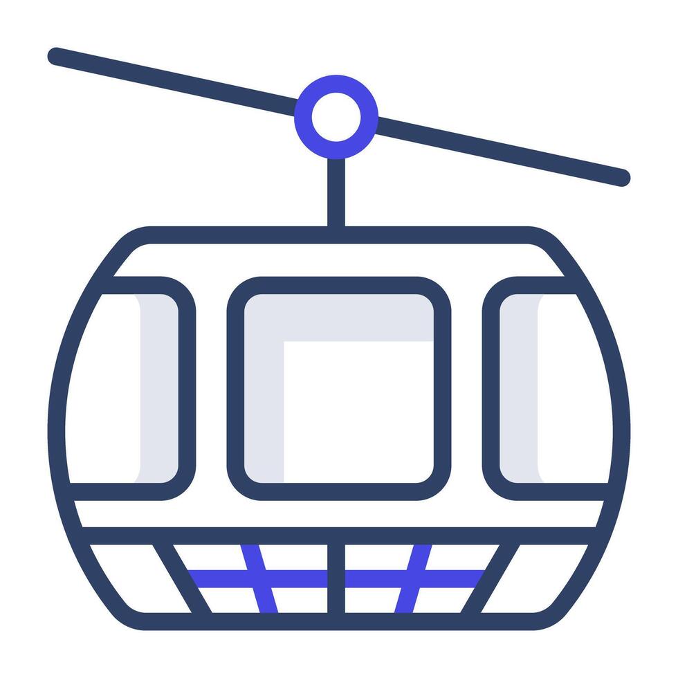 Flat cable car icon design, cable transport vector showing the concept of adventure