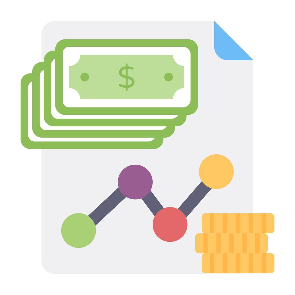 Dollar with business report, financial chart icon vector