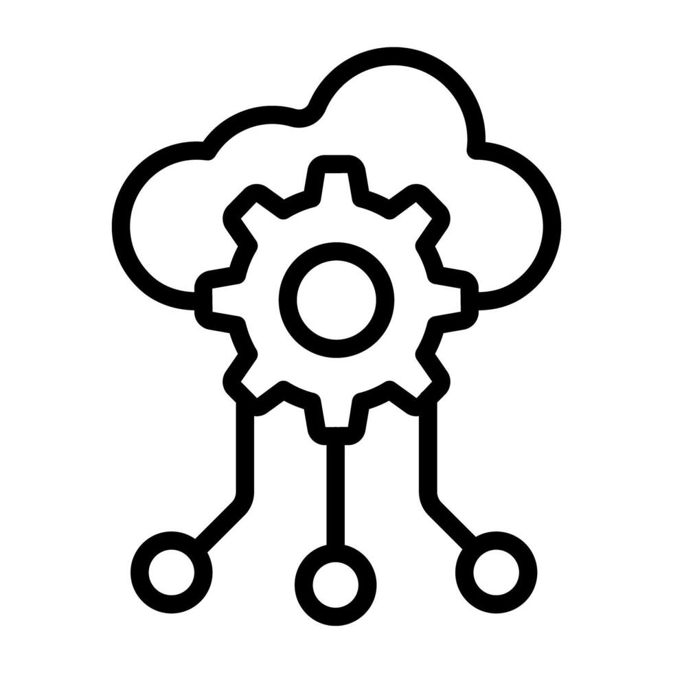 Gear inside cloud with nodes, icon of cloud setting vector