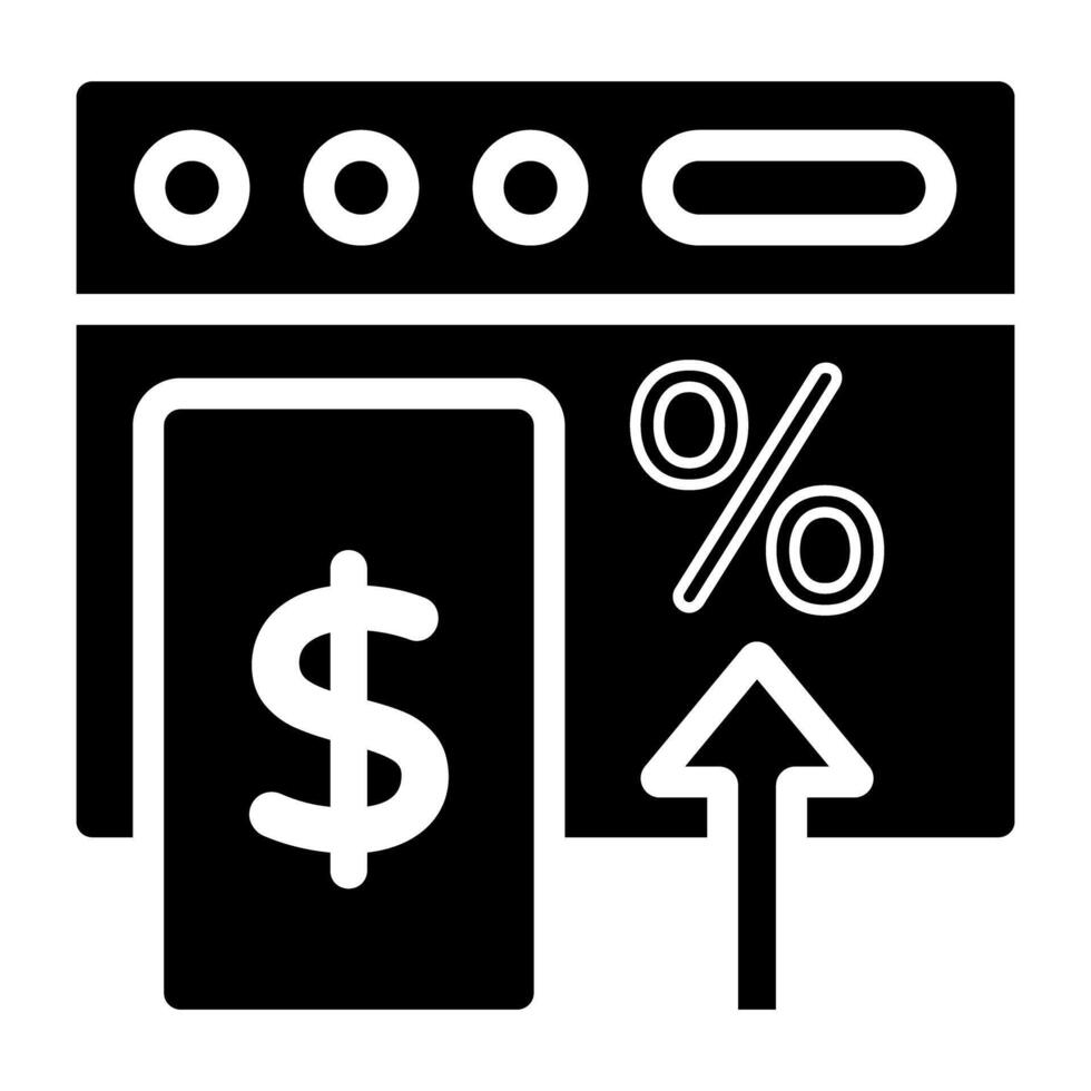 Banknote with upward arrow, financial growth icon vector