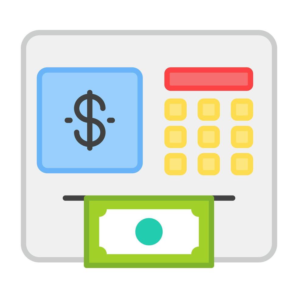 A flat design, icon of atm withdrawal vector