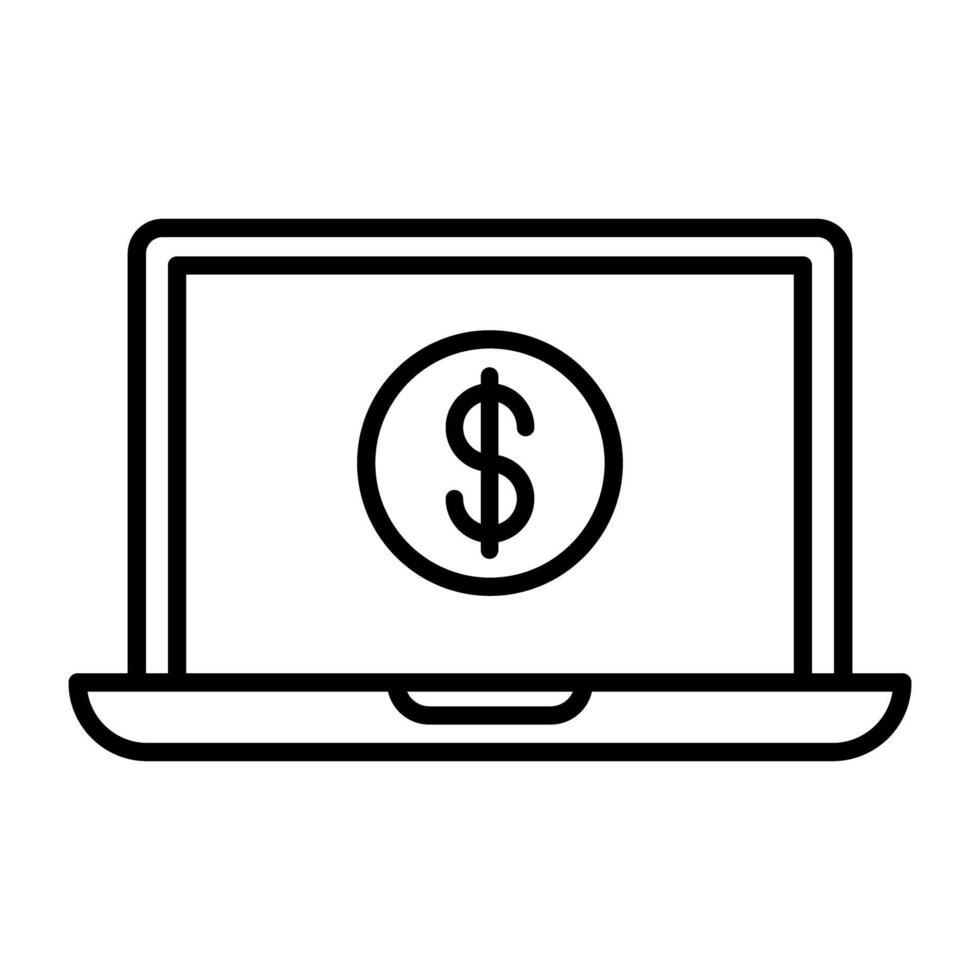 un lineal diseño, icono de en línea dinero vector