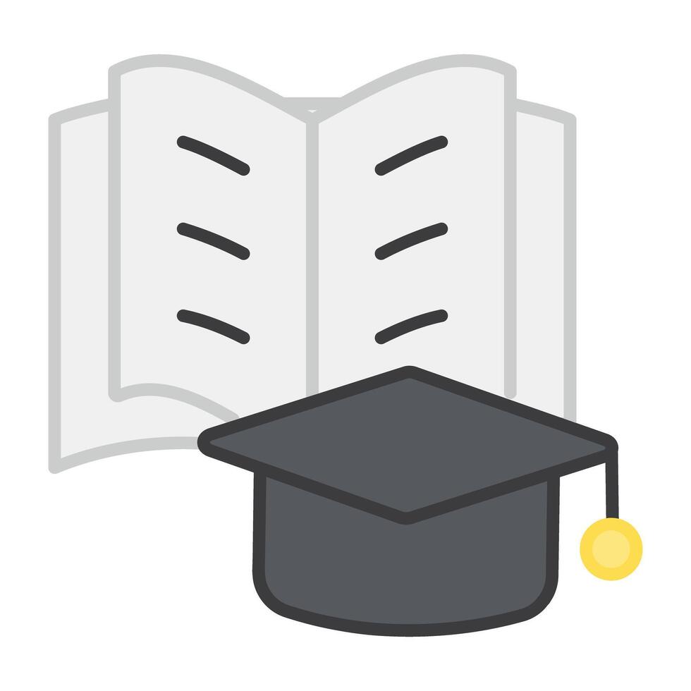 Books with mortarboard, icon of graduation vector