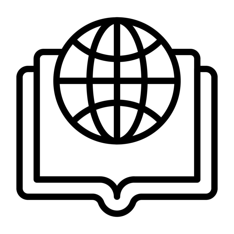 Globe with book, global study icon vector