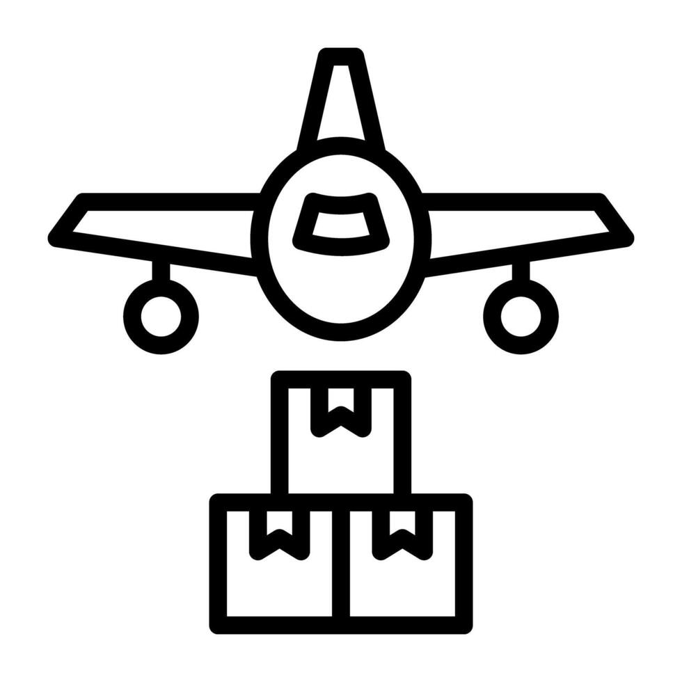 Cargo Parcels with airplane, air cargo icon vector