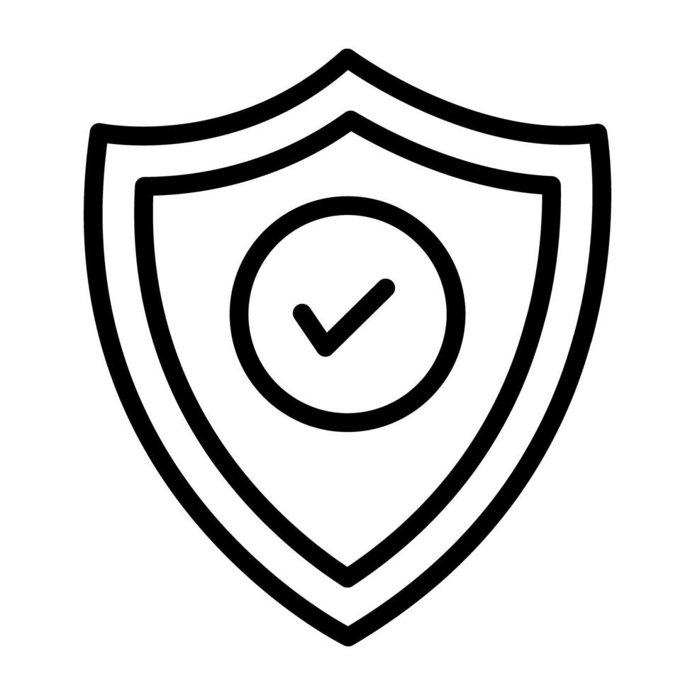 Tick mark inside shield, secure shield icon vector