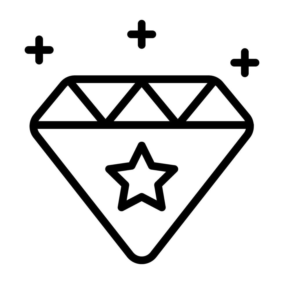 A linear design, icon of diamond vector