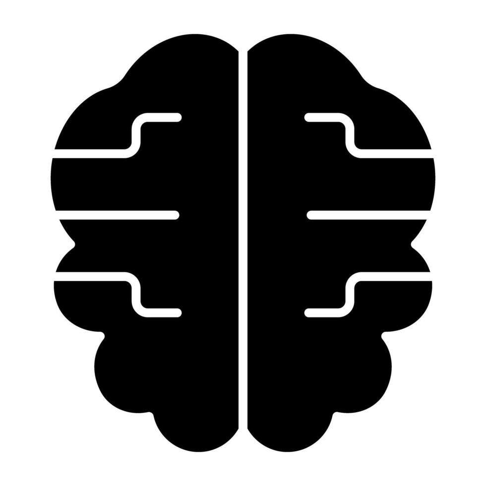 A glyph design, icon of brain vector
