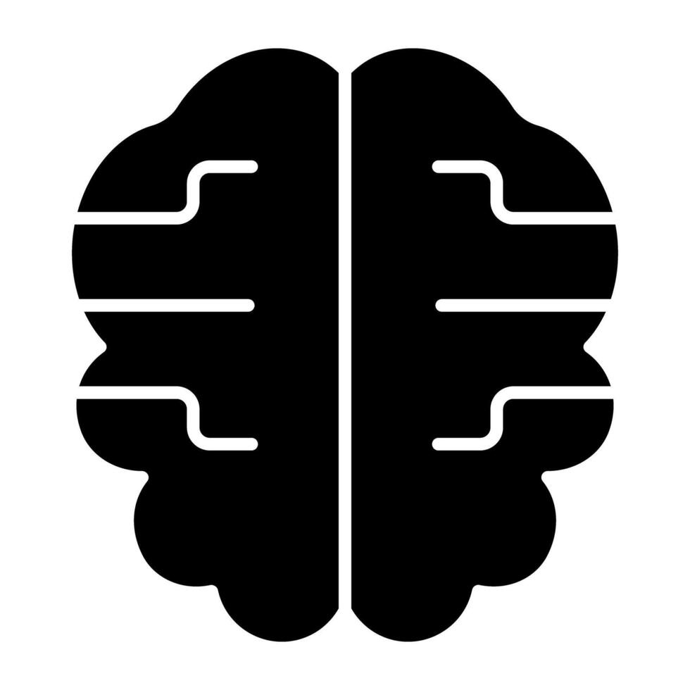 A glyph design, icon of brain vector