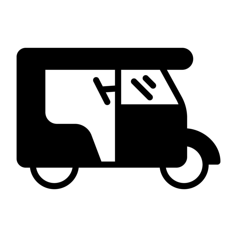 Tuk tuk icon in solid design, rickshaw vector