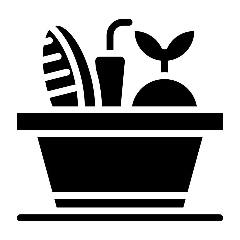 Vegetables inside container, food basket icon vector