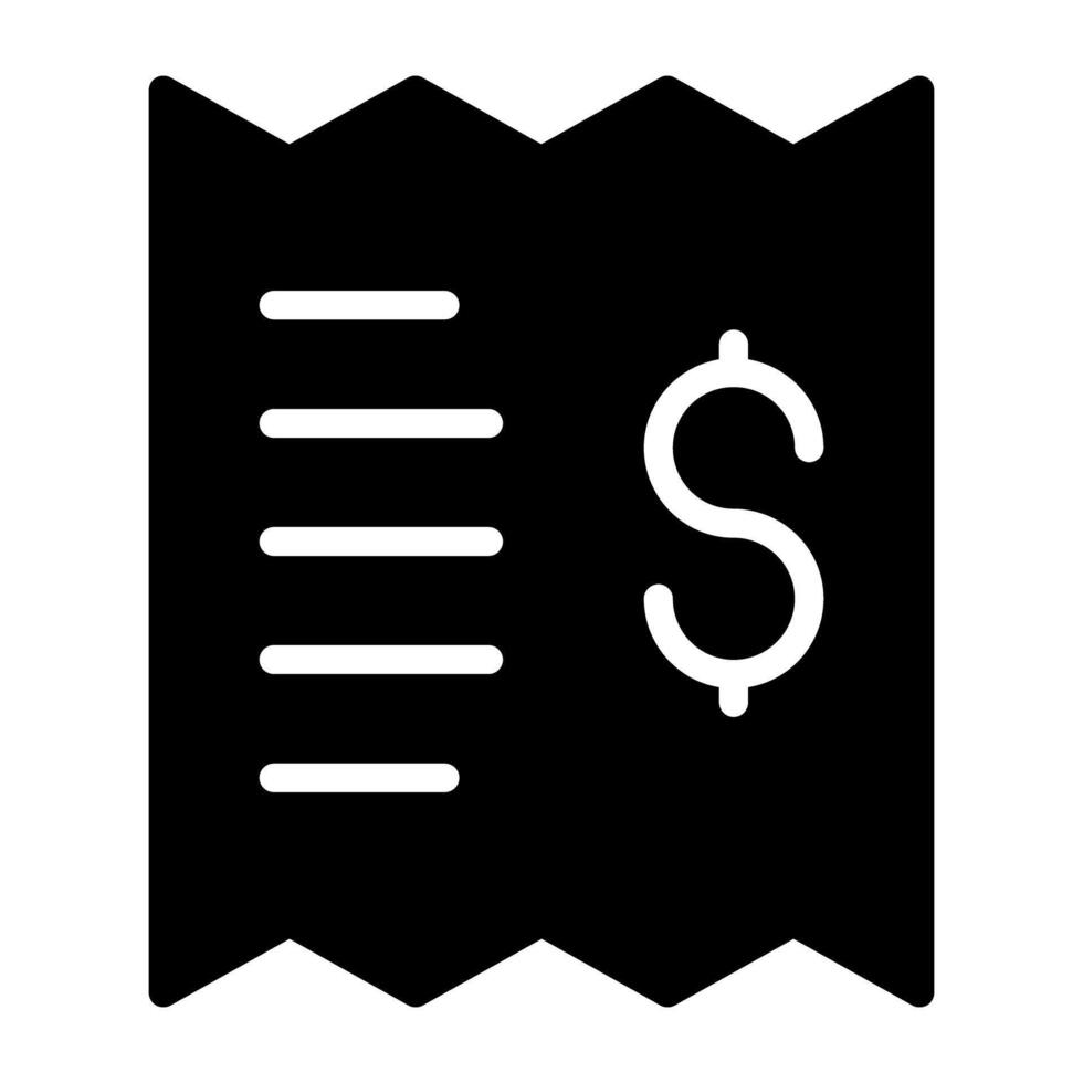 Icon of paper with dollar, receipt vector