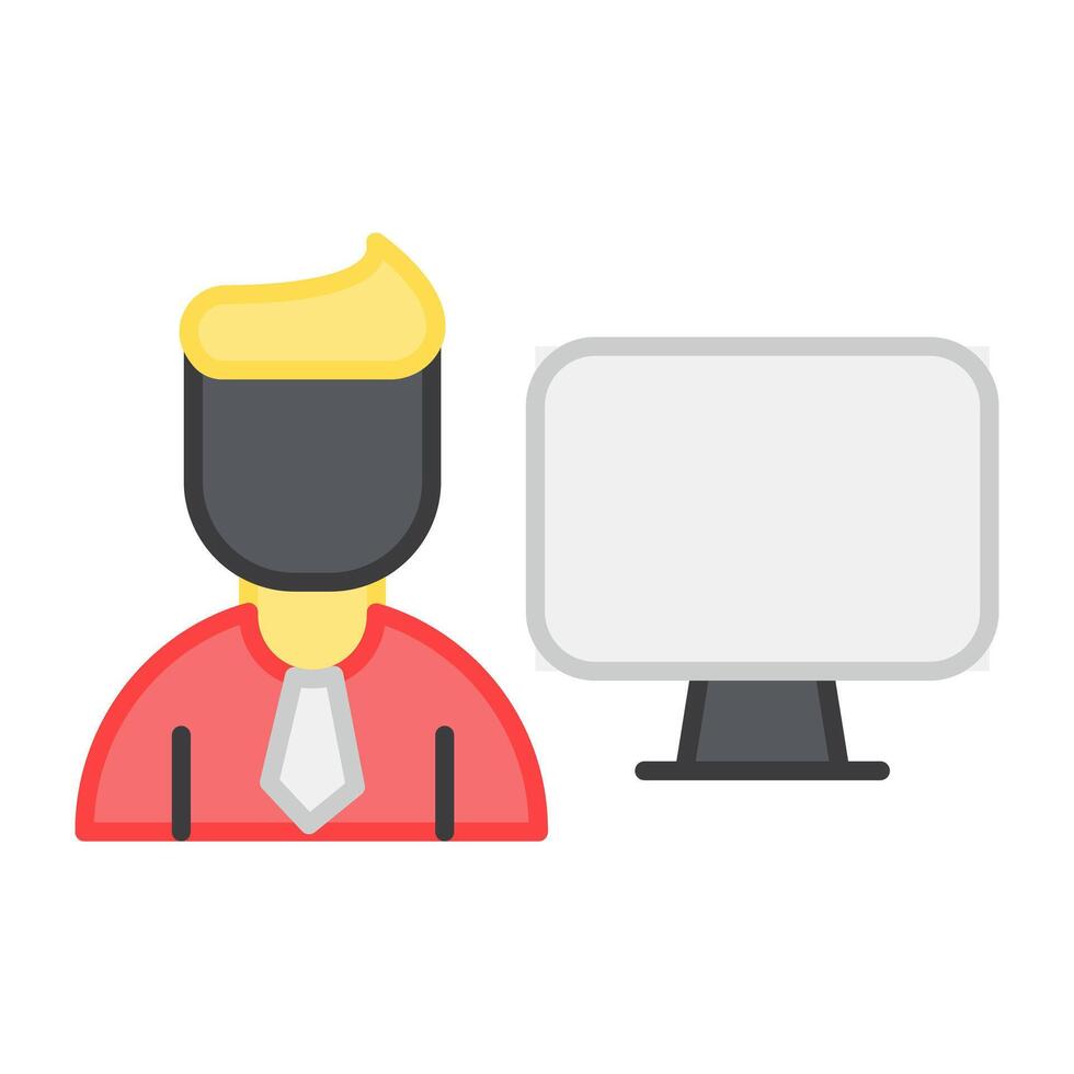 A flat design, icon of computer user vector