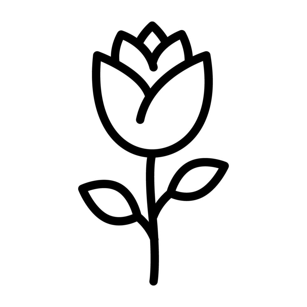 Rosa flor icono en lineal de moda estilo vector