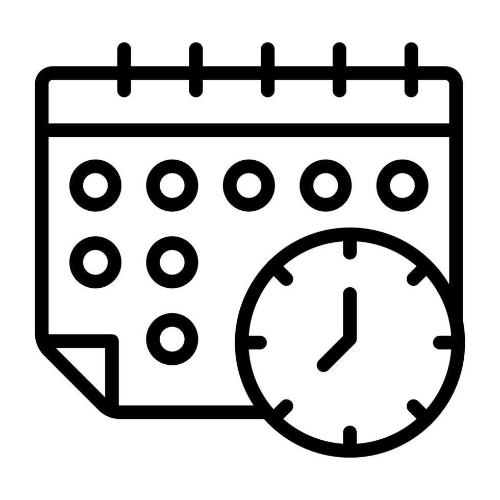 Clock with calendar, timetable icon vector