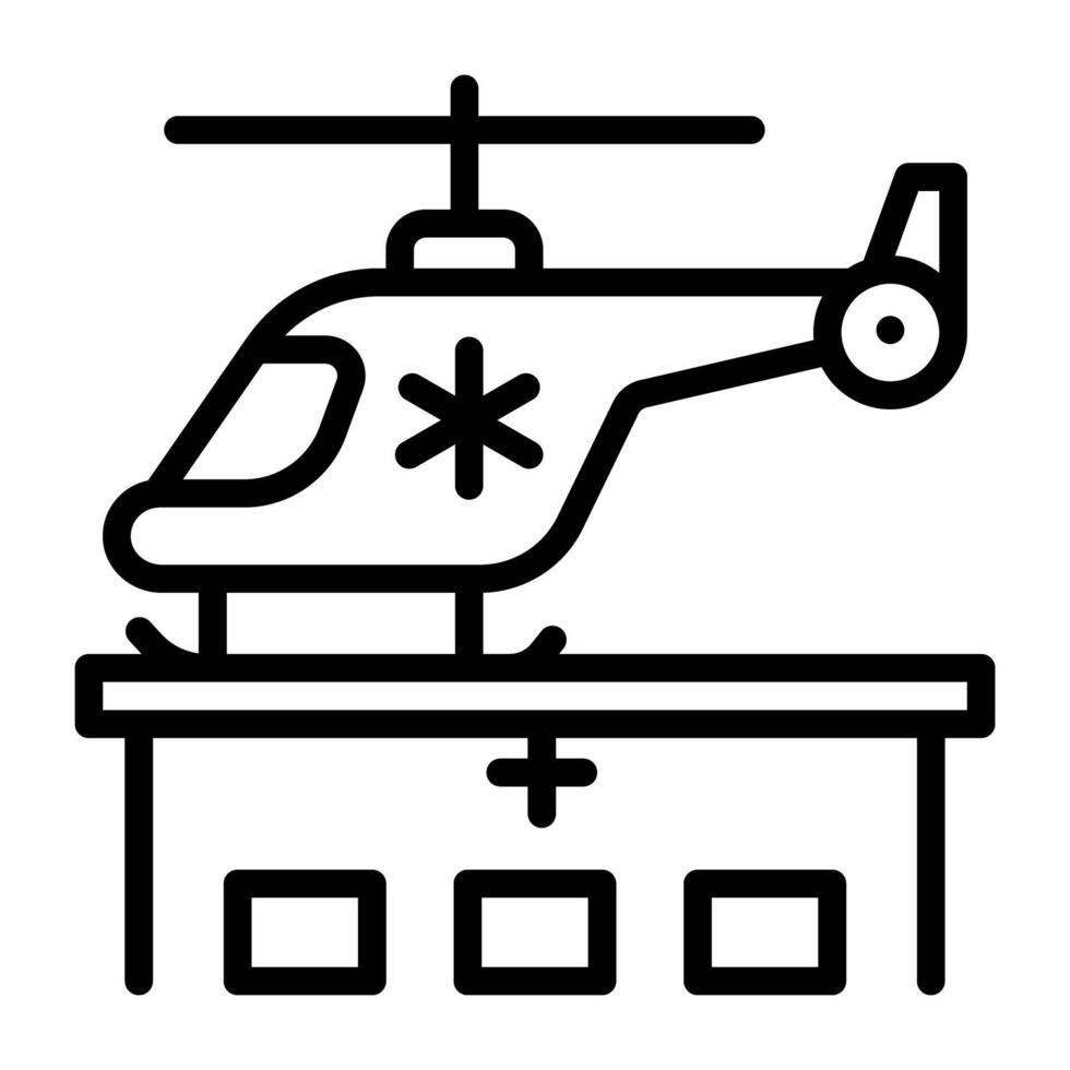 Medical transport helicopter icon glyph design vector