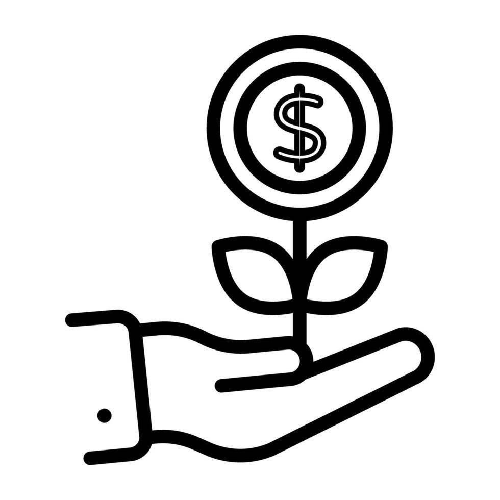 Dollar plant icon, concept of investment growth vector