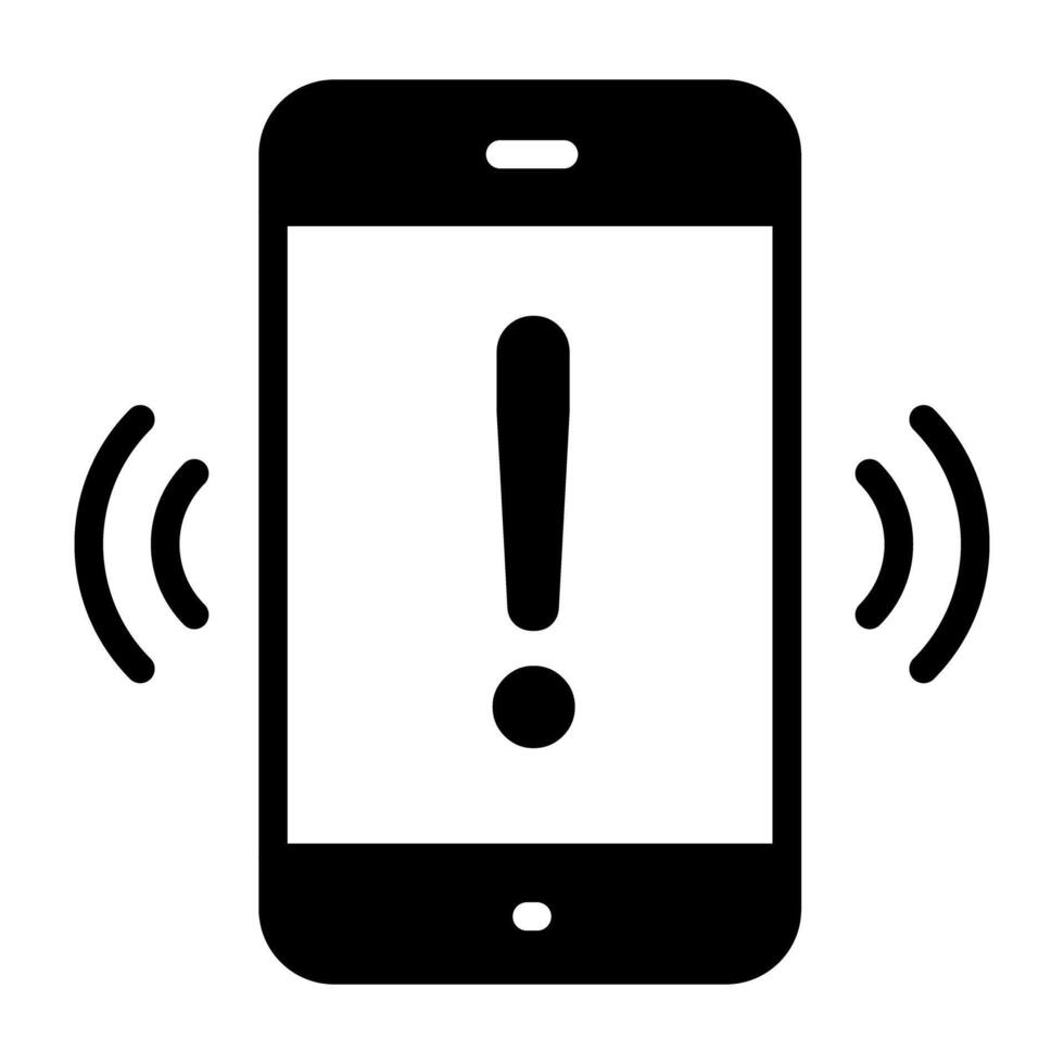 Icon of mobile alert, solid design vector