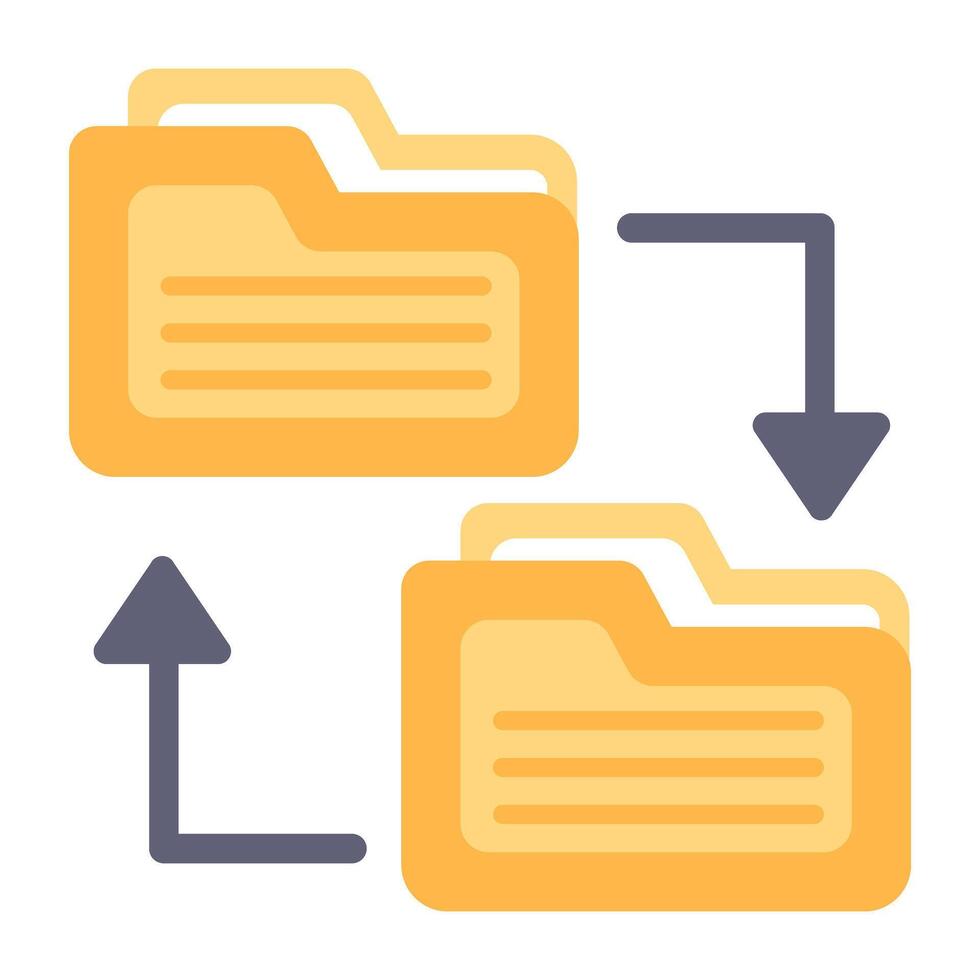 Files with sync arrows, icon of folder transfer vector