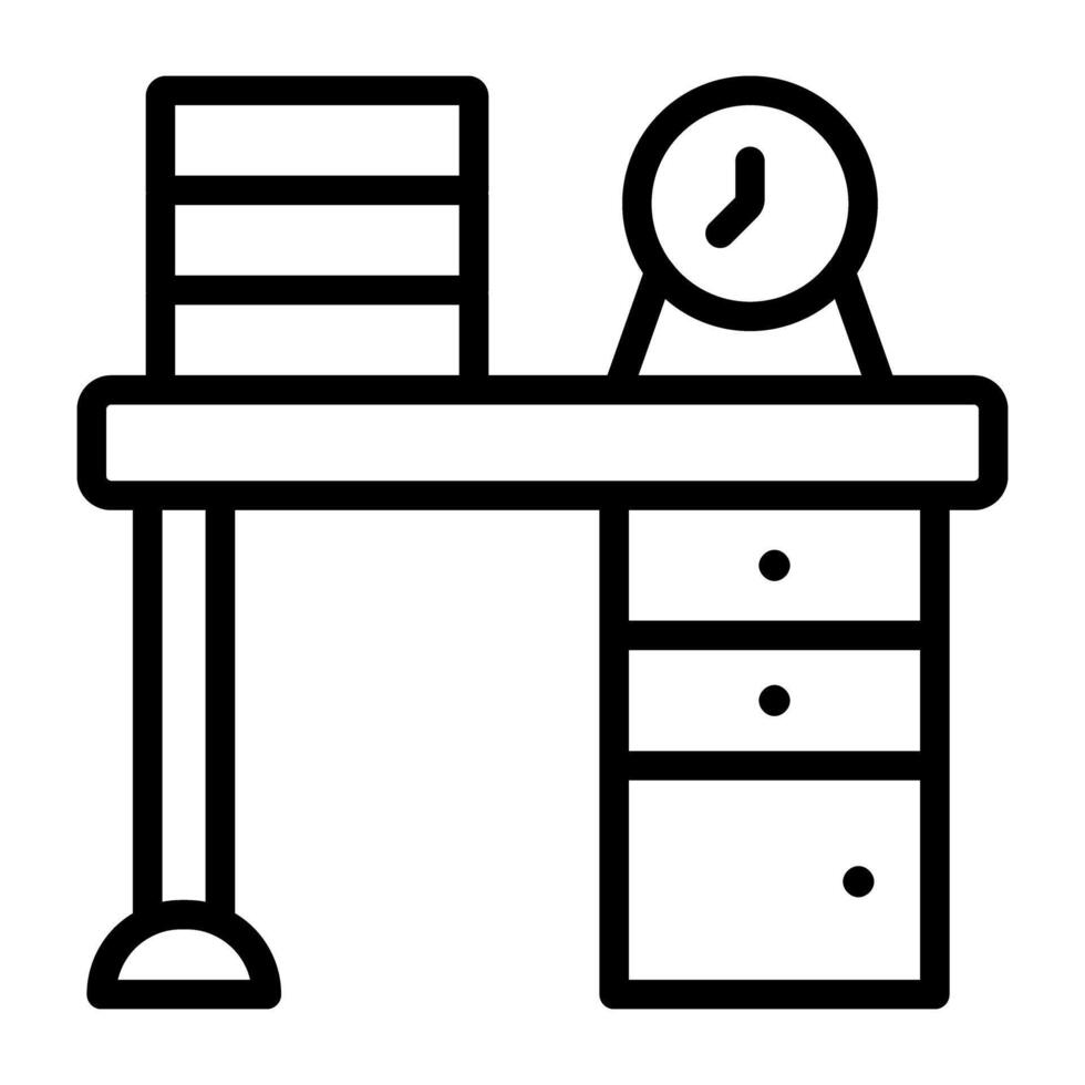 Books with clock  on tabletop, concept of study table icon vector