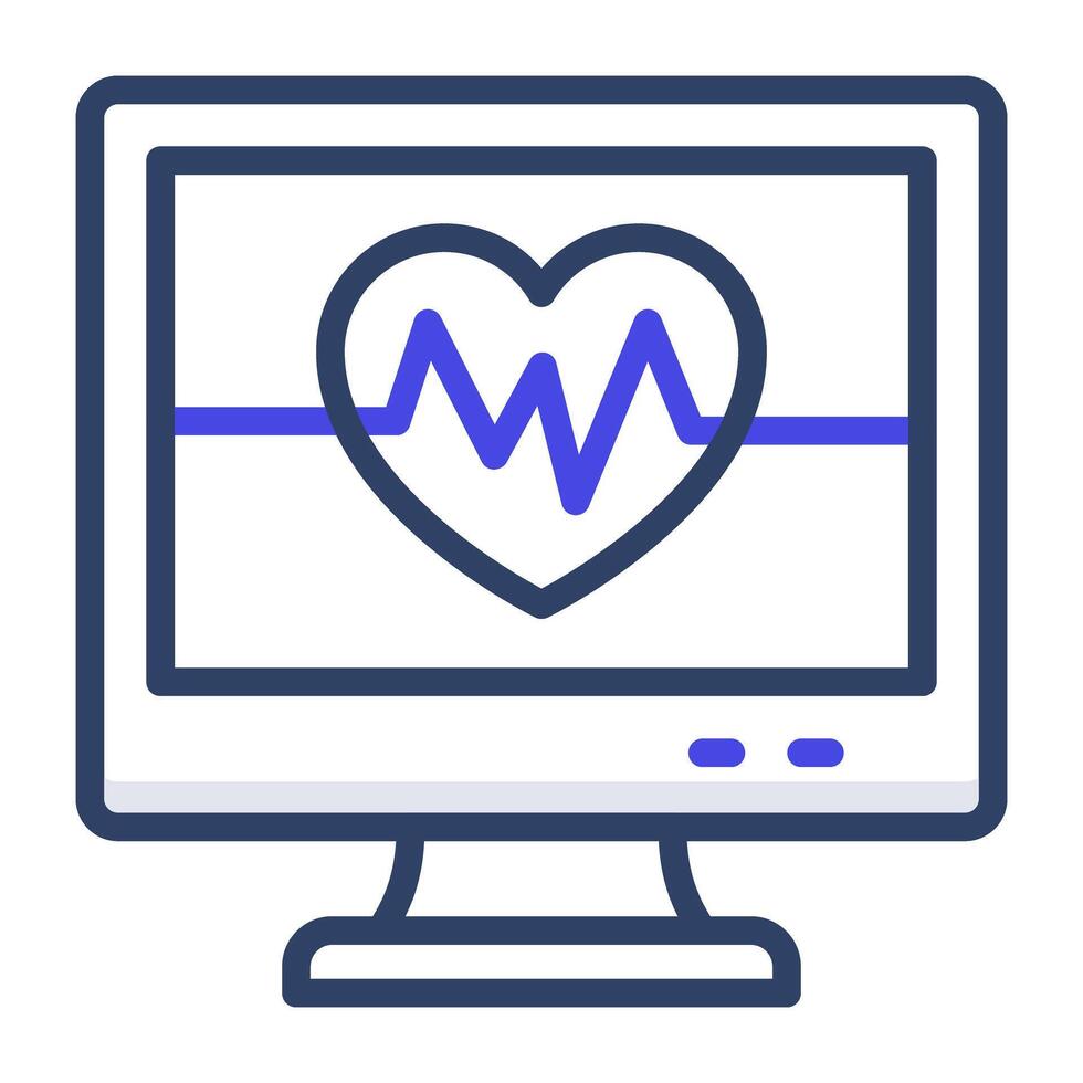 Heartbeat inside monitor depicting cardio monitor icon vector