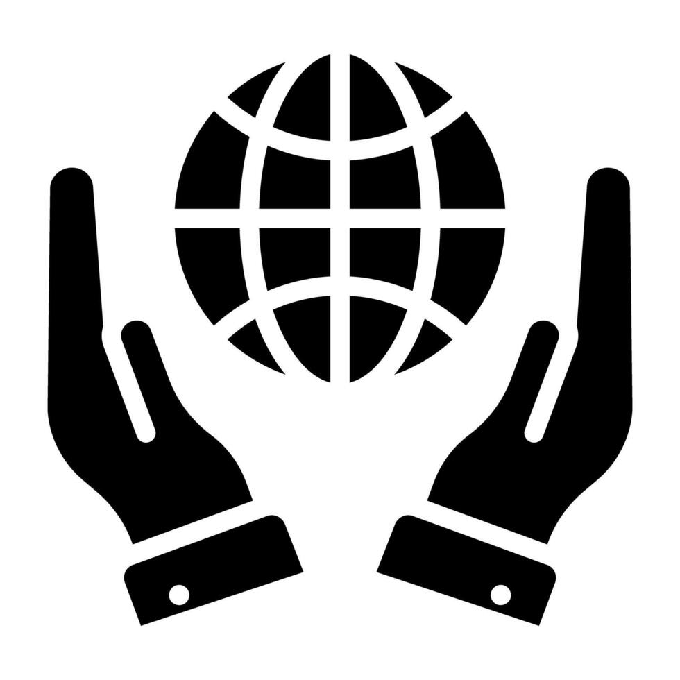 Icon of earth care, solid design vector