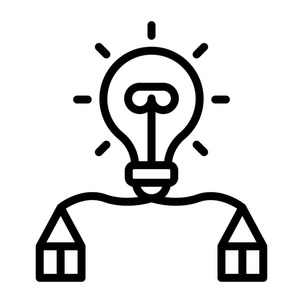 Light bulb connected with pencils, icon of creative writing vector