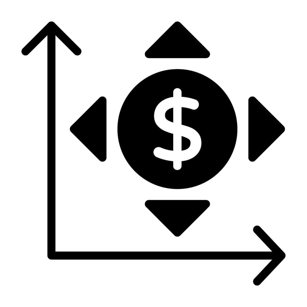 Editable solid glyph design of financial chart vector