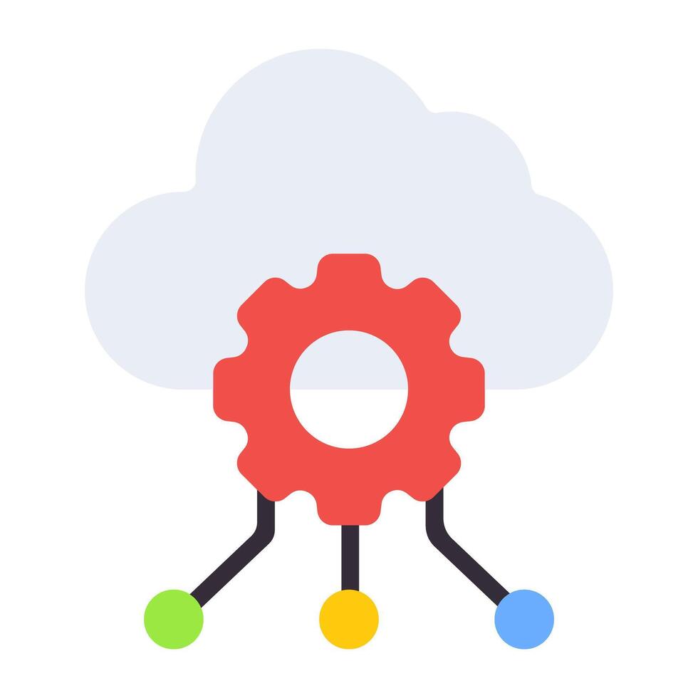 A flat design, icon of cloud network setting vector