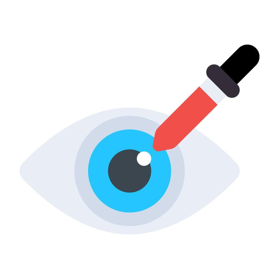 Eye with dropper bottle, eye drops vector