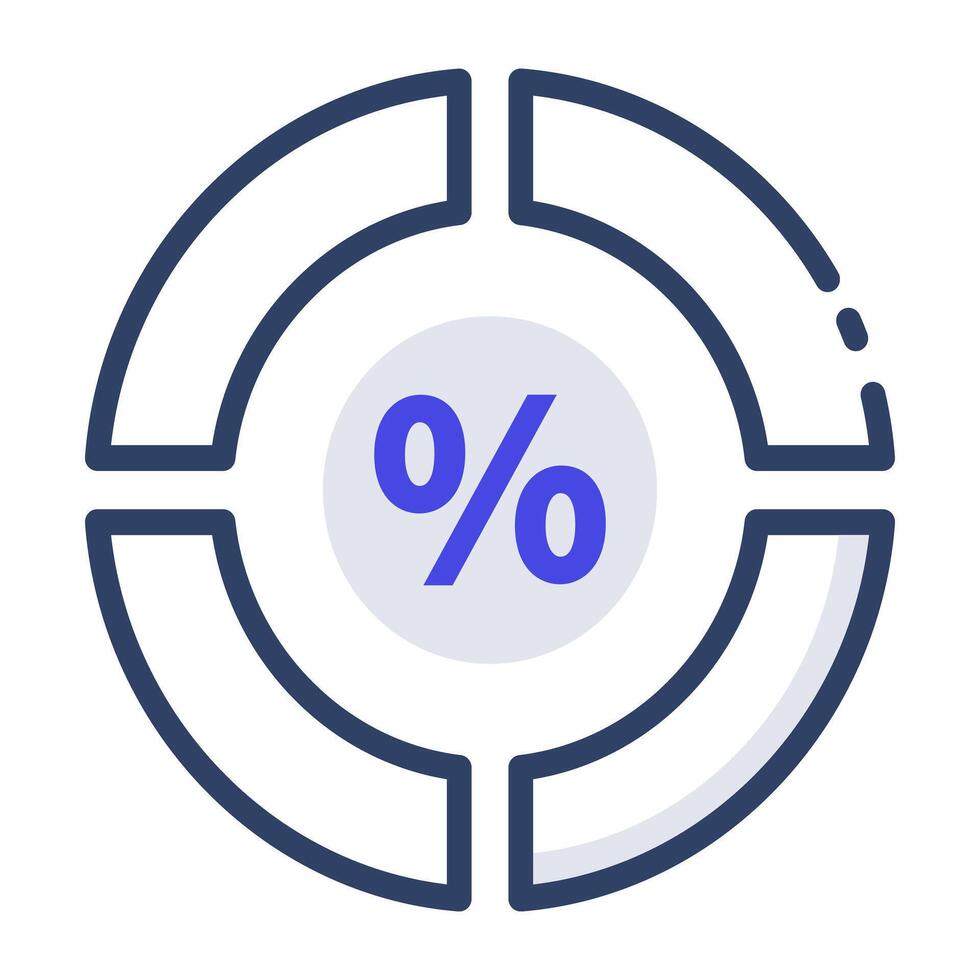 An outline design, icon of percentage chart vector