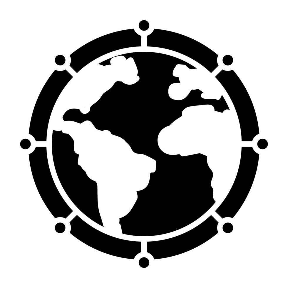 A glyph design, icon of global network vector