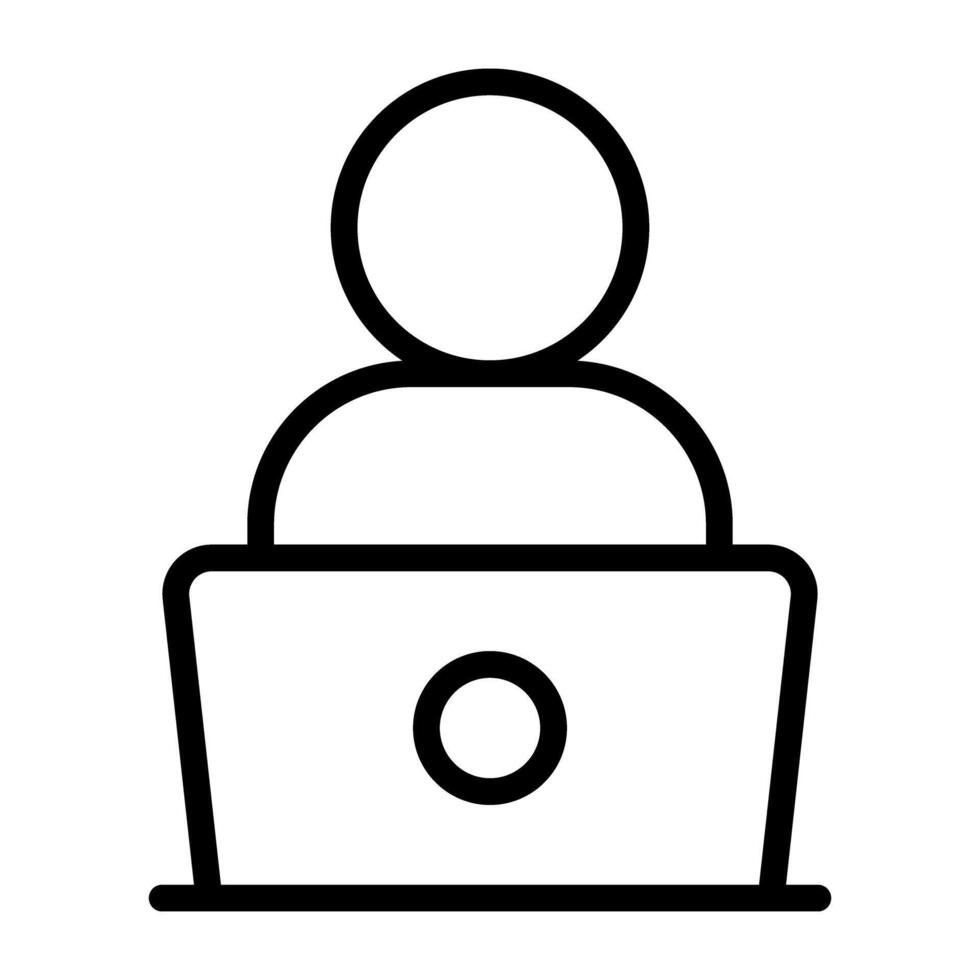 avatar en frente de computadora portátil, icono de en línea estudiante vector