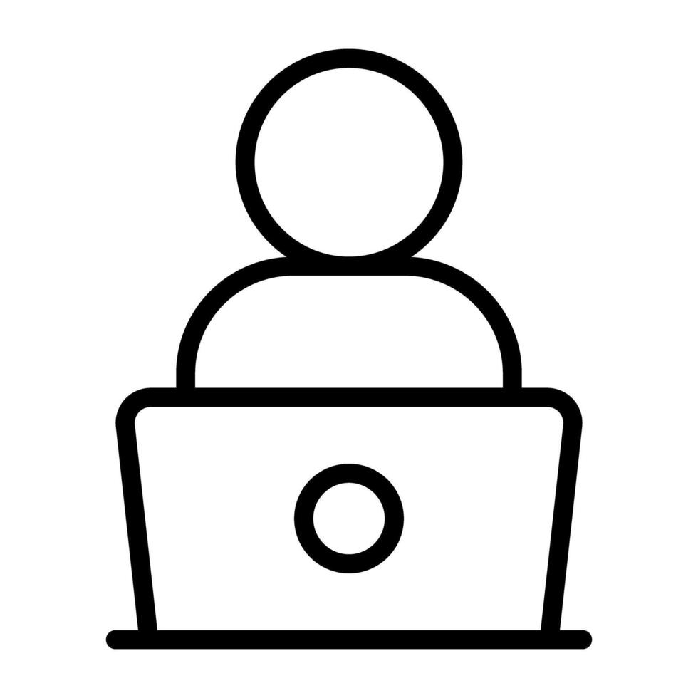 Avatar in front of laptop, icon of online student vector