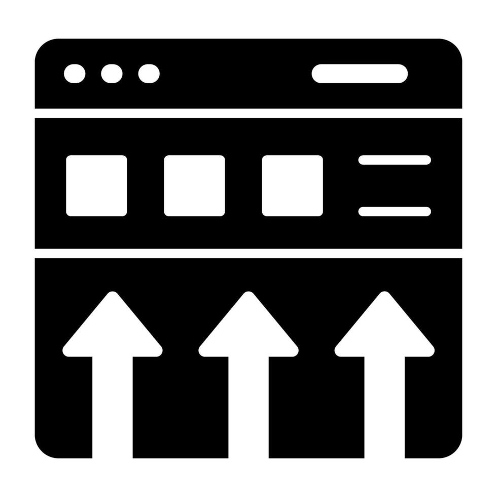 A glyph design, icon of web uploading vector