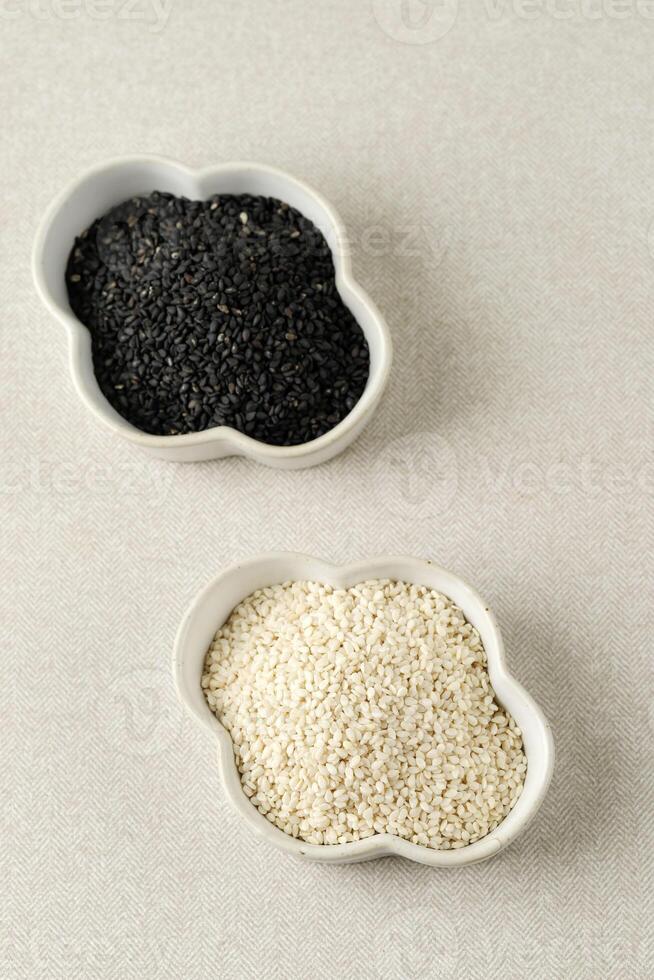 Black and White Sesame Seed on Ceramic Korean Side Dish Bowl photo