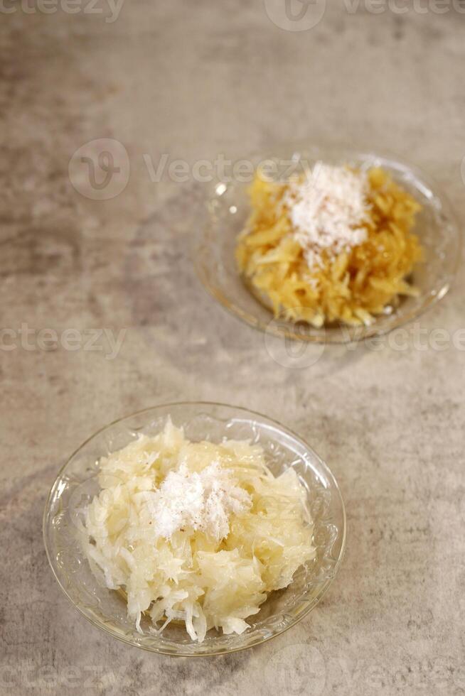 Sawut, Indonesian traditional Snack made from Steamed Shredded Cassava photo