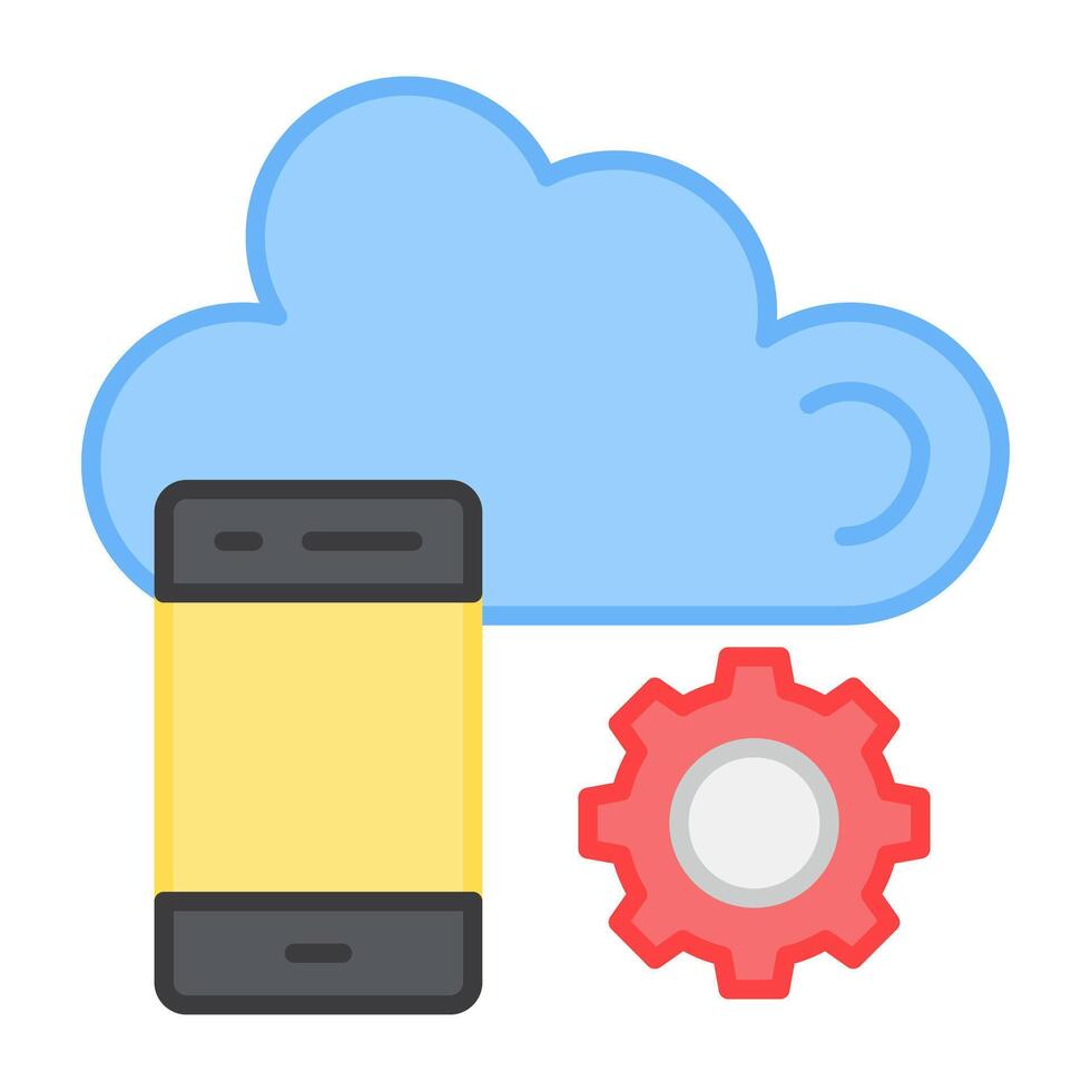 A flat design, icon of cloud mobile setting vector