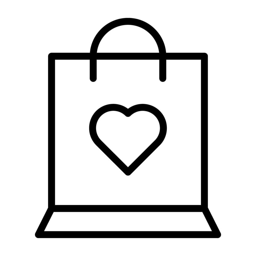 Heart on handbag, favorite shopping icon vector