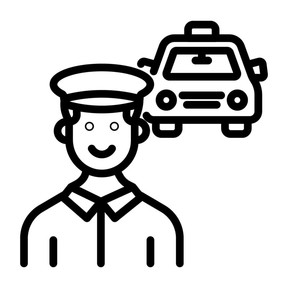 avatar con vehículo demostración Taxi conductor concepto icono0n vector