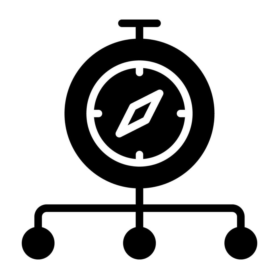 Stopwatch with nodes showing time network icon vector