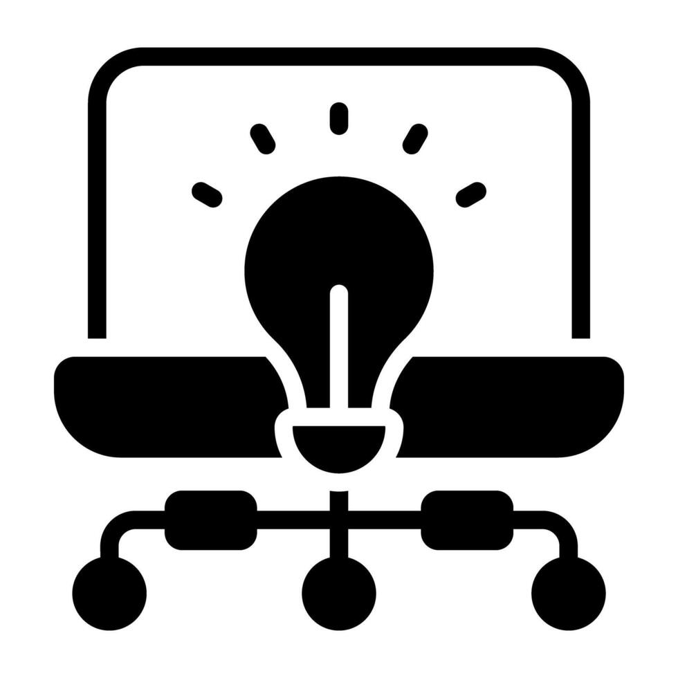 Light bulb with nodes, idea network icon vector