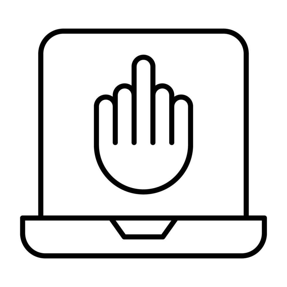 Hand inside system, laptop hacking icon vector