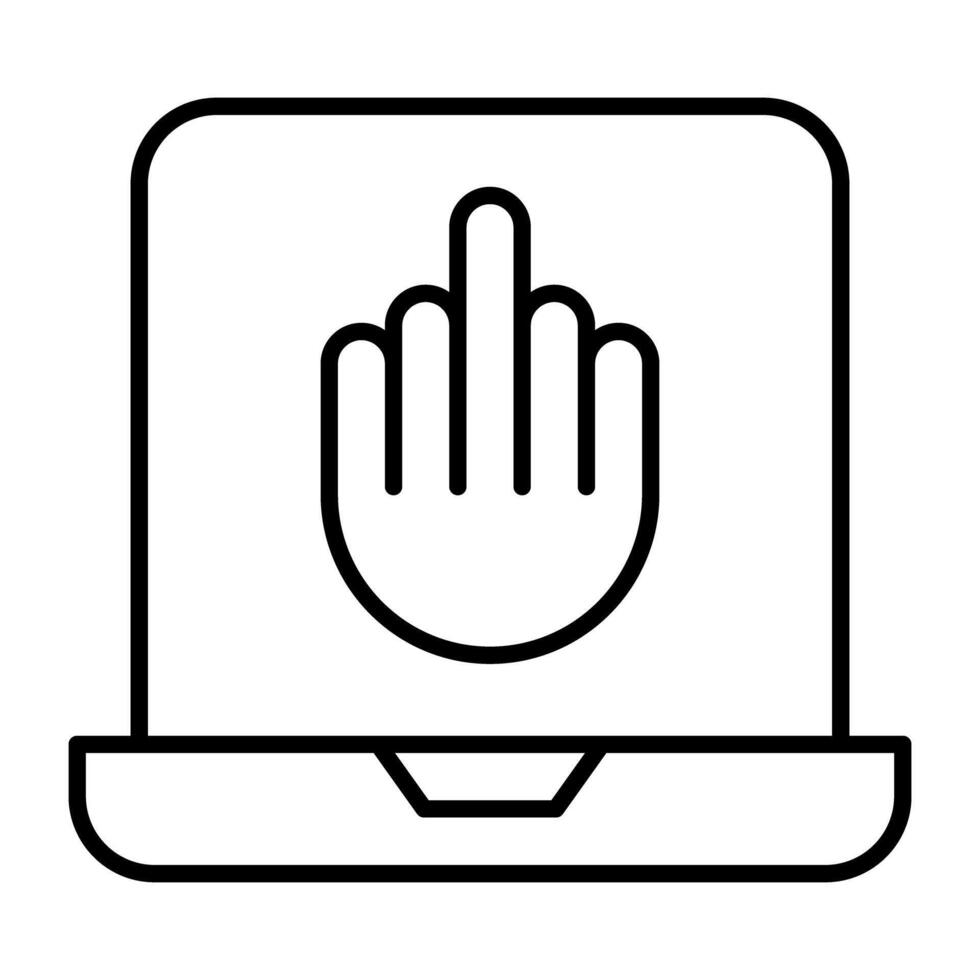 mano dentro sistema, ordenador portátil hackear icono vector