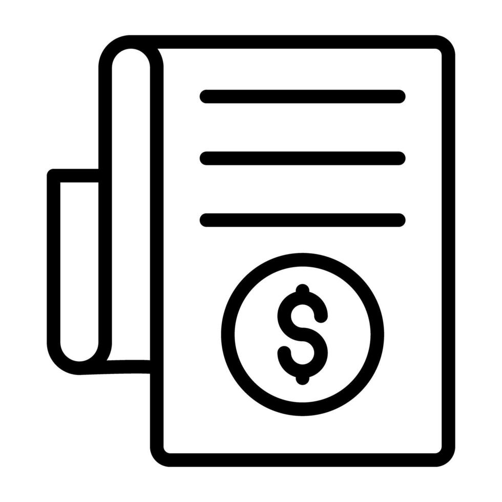 Icon of folded paper with dollar, invoice vector